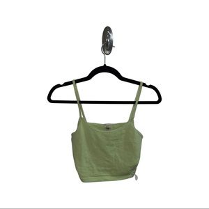 TNA lime green fitted cropped tank top